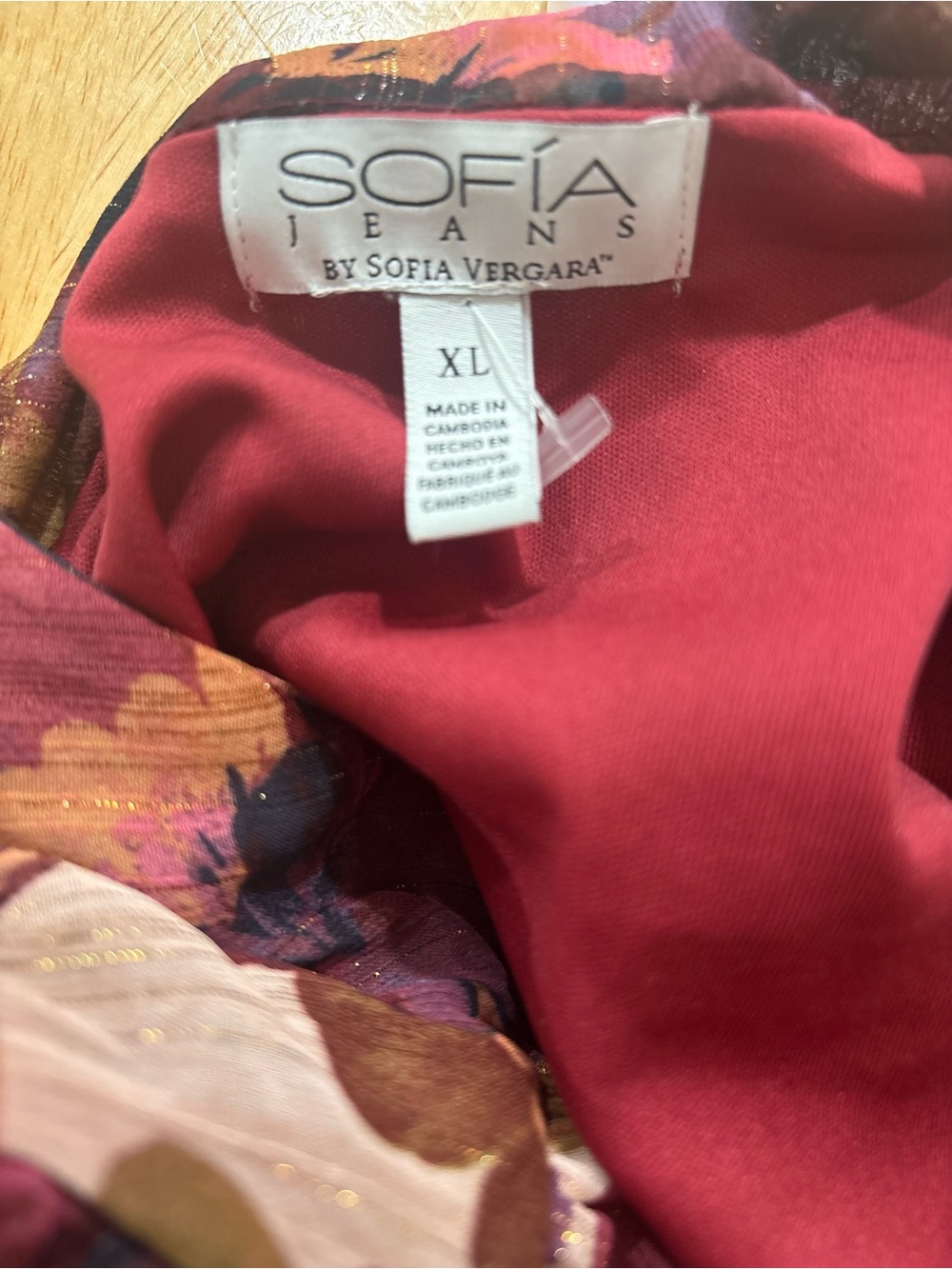 sofia by sofia vergara Burgundy and Pink Floral Maxi Dress - Picture 8 of 8